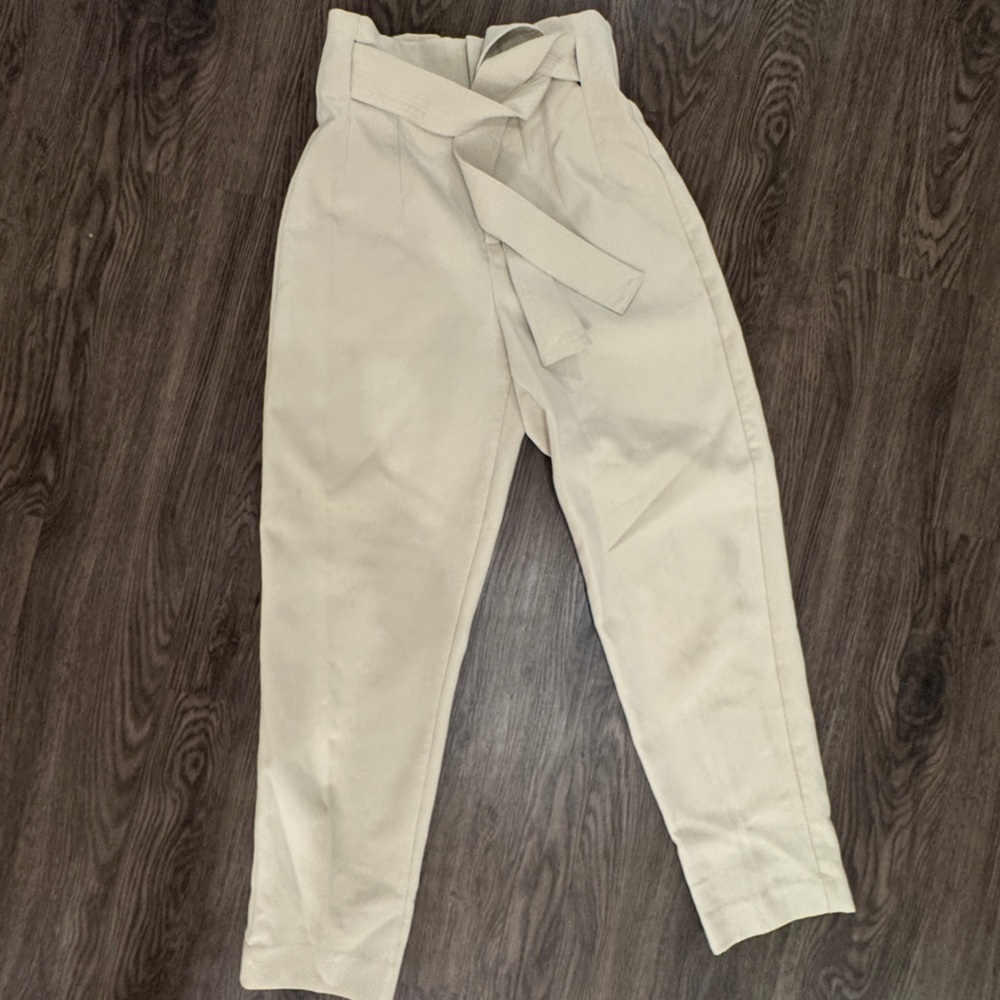 Zara Men's Light Khaki Chinos with Tie Waist